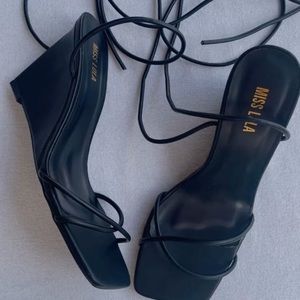 Black Strappy Wedges